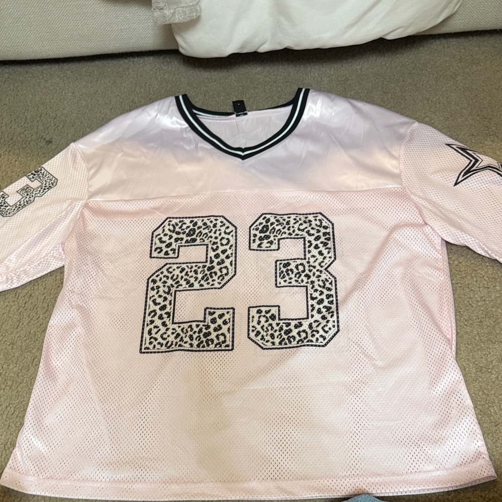 SHEIN Pink Leopard Print Number Tee
